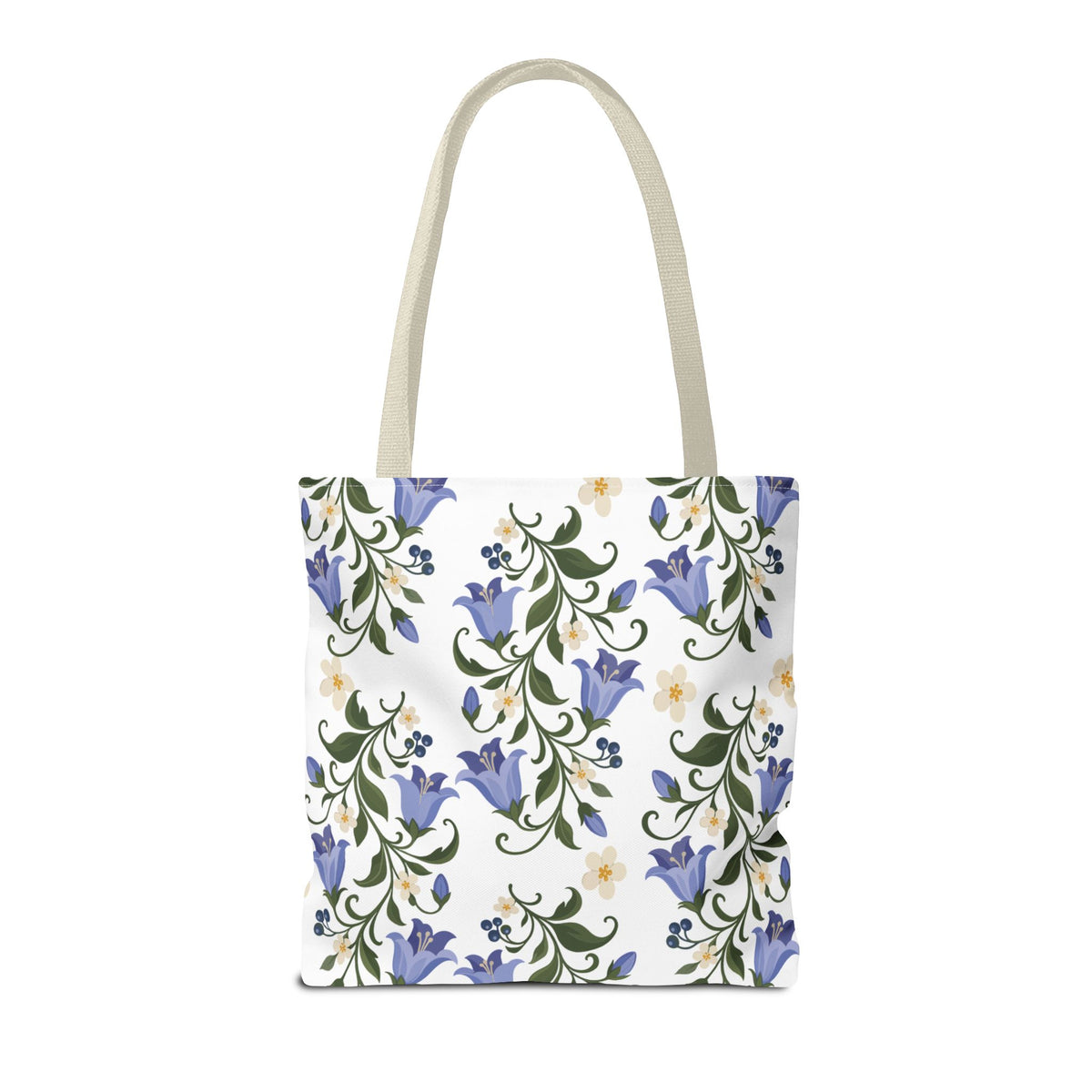 Bluebell Floral Tote Bag – All-Over Print Reusable Canvas Tote