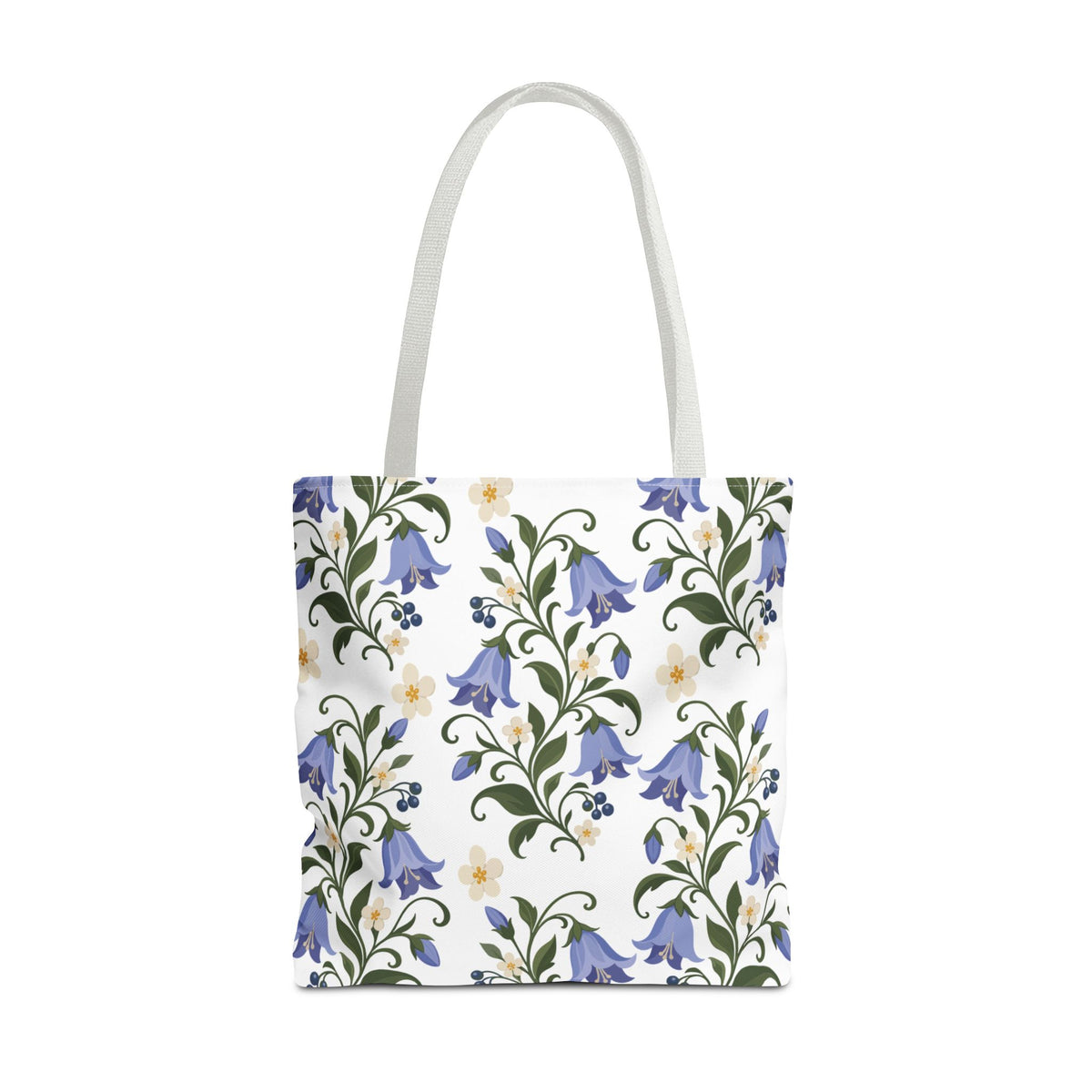 Bluebell Floral Tote Bag – All-Over Print Reusable Canvas Tote