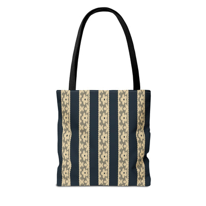 Lace Floral Yellow Black Stripe Tote Bag