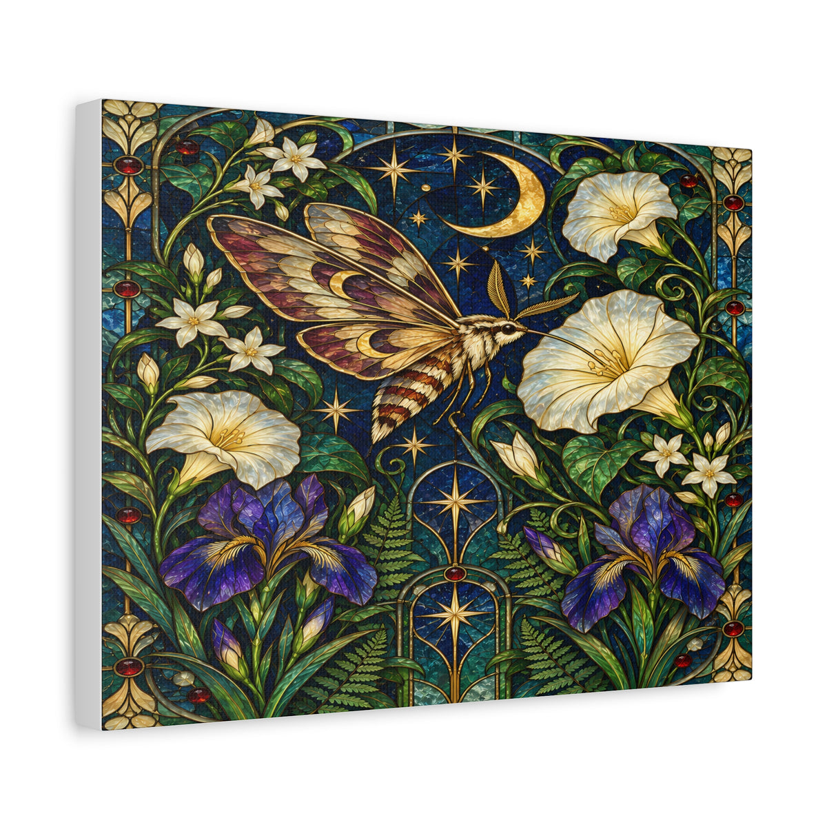 Moonlit Moth Botanical Canvas 16 x 12" and 32 x 24"