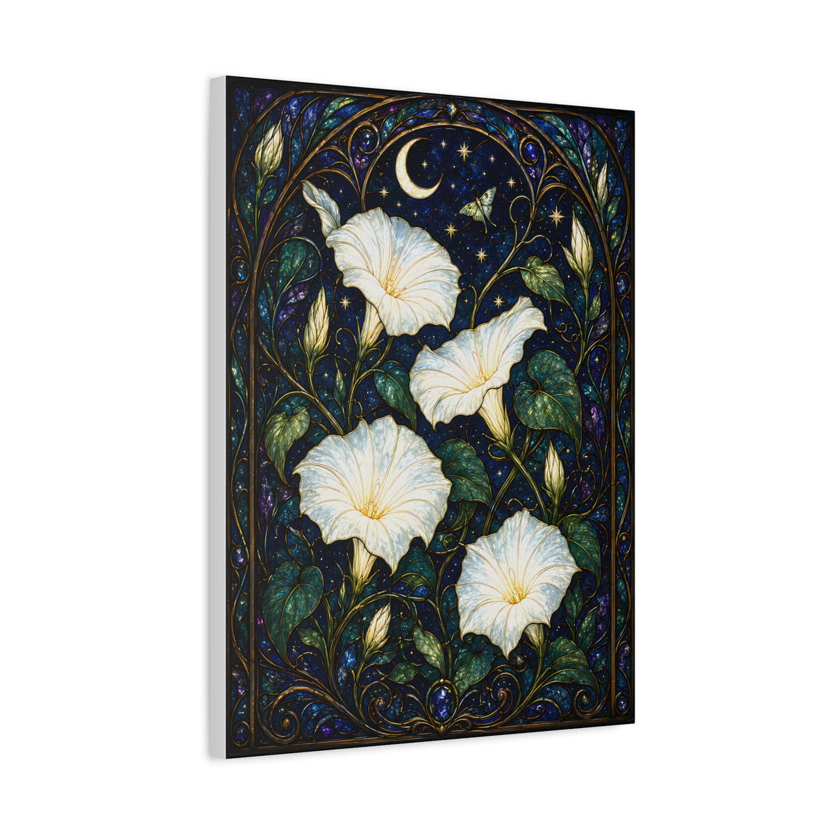 Moonlit Morning Glories Matte Canvas Print 18 x 24