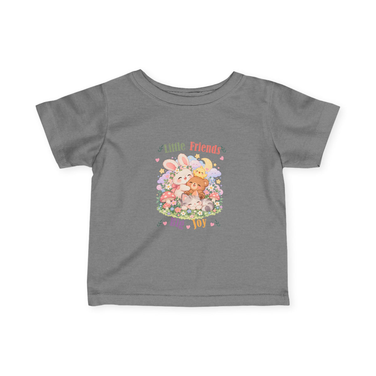 Little Friends Big Joy Kids T-Shirt | Cute Kawaii Woodland Animal Tee