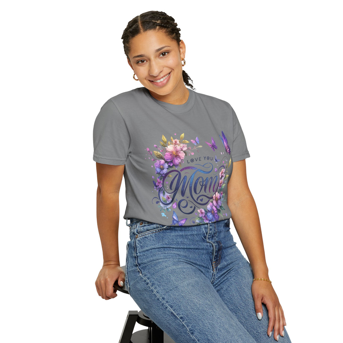 Love You Mom Floral Butterfly Gift Design