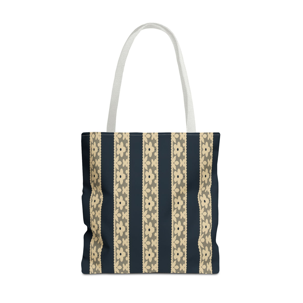 Lace Floral Yellow Black Stripe Tote Bag