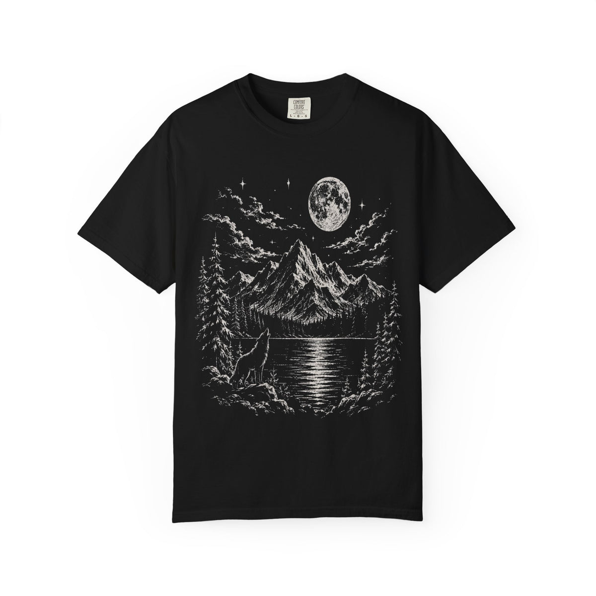 Vintage Wolf Moon T-Shirt – Howling Wolf Mountain & Forest Graphic Tee