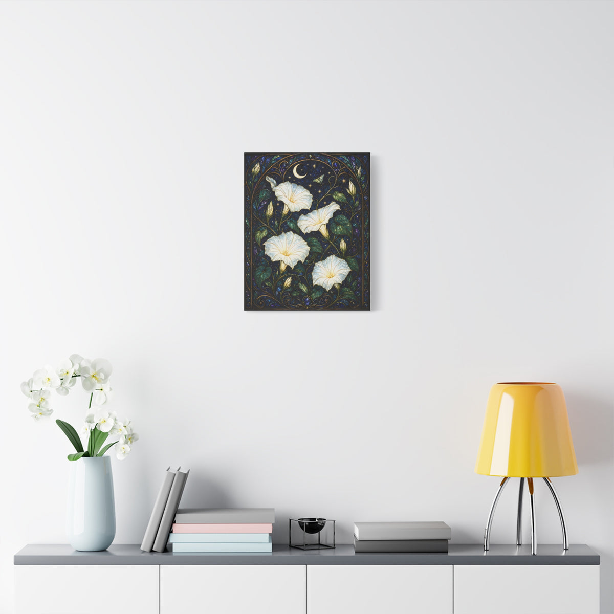 Moonlit Morning Glories Matte Canvas Print 16 x 20
