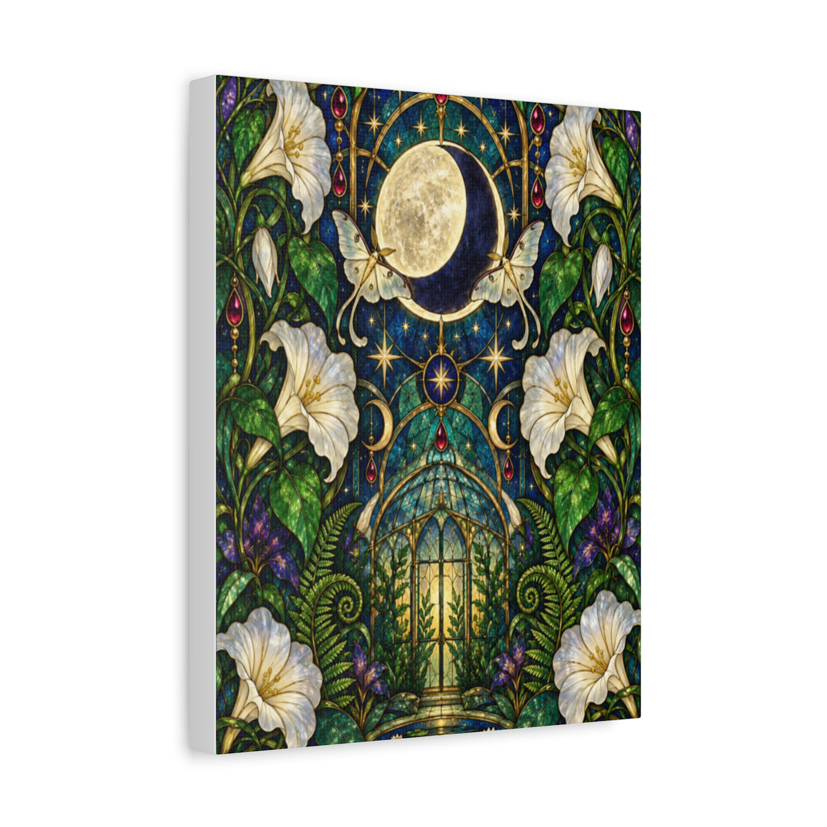 Midnight Iris Cathedral Wall Art — Stretched Matte Canvas 5 sizes
