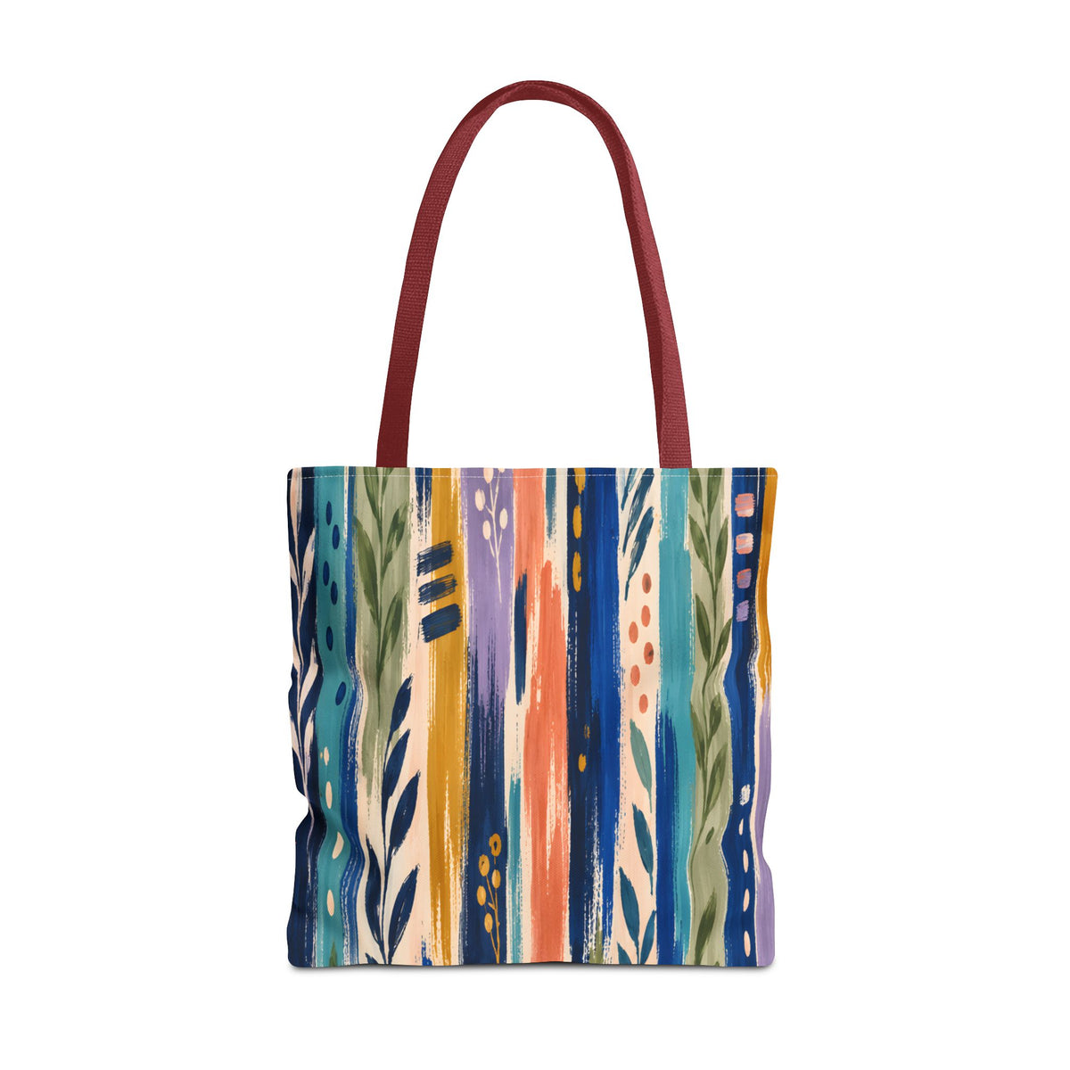 Colorful Abstract Botanical Stripe Tote Bag