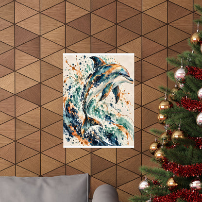 Abstract Dolphin Watercolor Wall Art