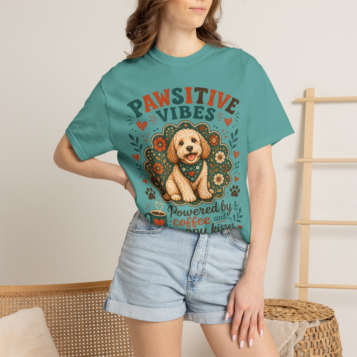 Pawsitive Vibes | Coffee & Puppy Kisses Dog Lover T-shirt