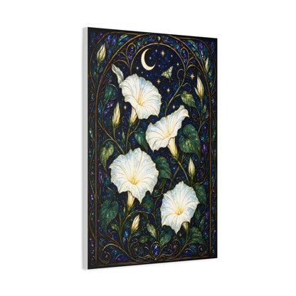 Moonlit Morning Glories Matte Canvas Print 20 x 30