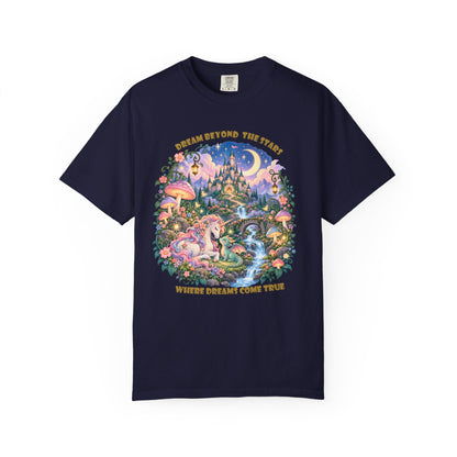 Enchanted Unicorn & Dragon Fairytale T-Shirt – Magical Castle Garden