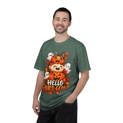 Hello Gourd-Geous Halloween T-Shirt | Cute Pumpkin & Ghost Graphic Tee