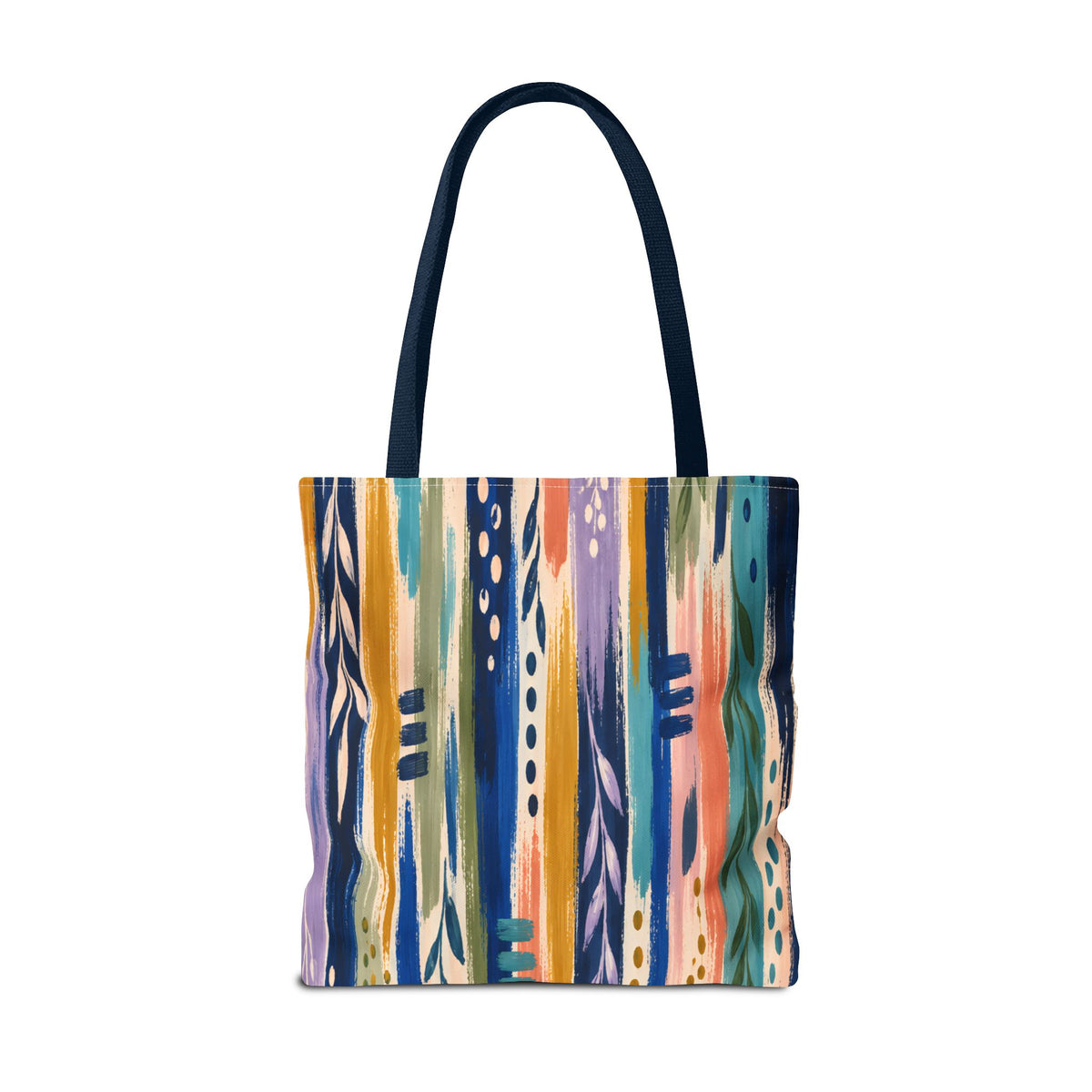 Colorful Abstract Botanical Stripe Tote Bag