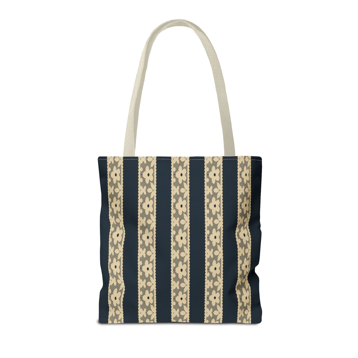 Lace Floral Yellow Black Stripe Tote Bag