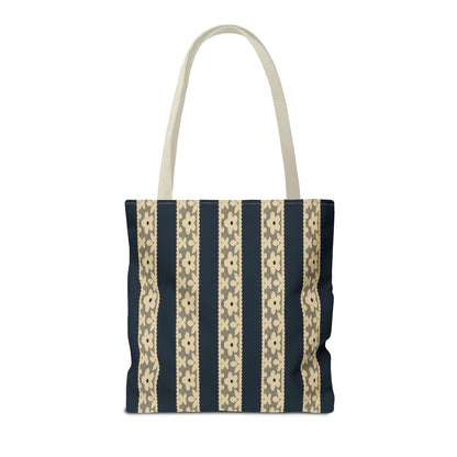 Lace Floral Yellow Black Stripe Tote Bag
