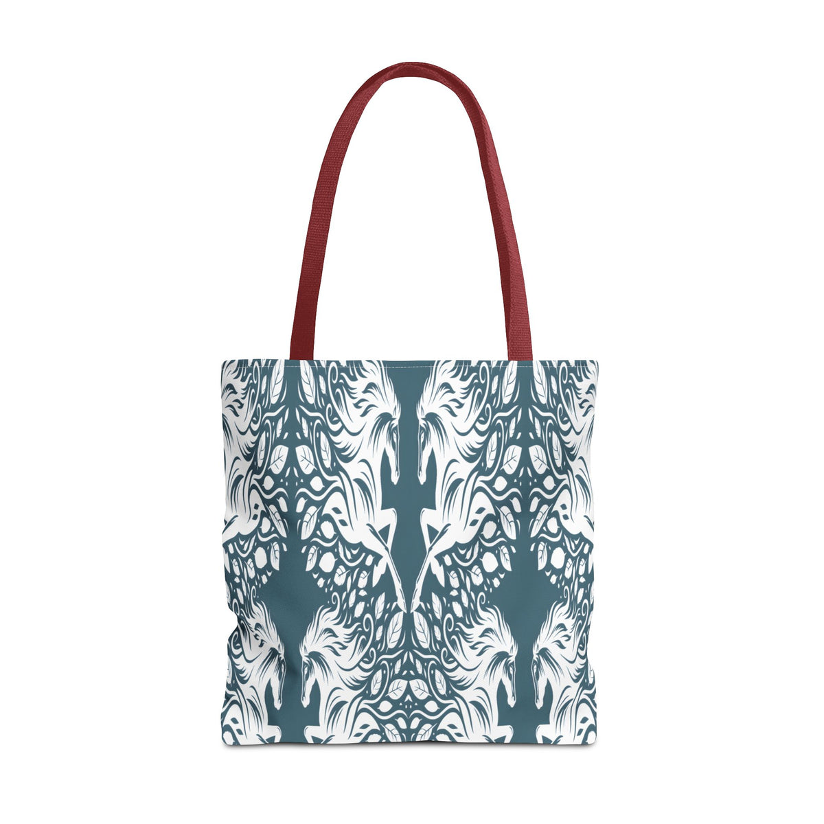 Abstract Teal Symmetry Tote Bag — All-Over-Print Artistic Pattern