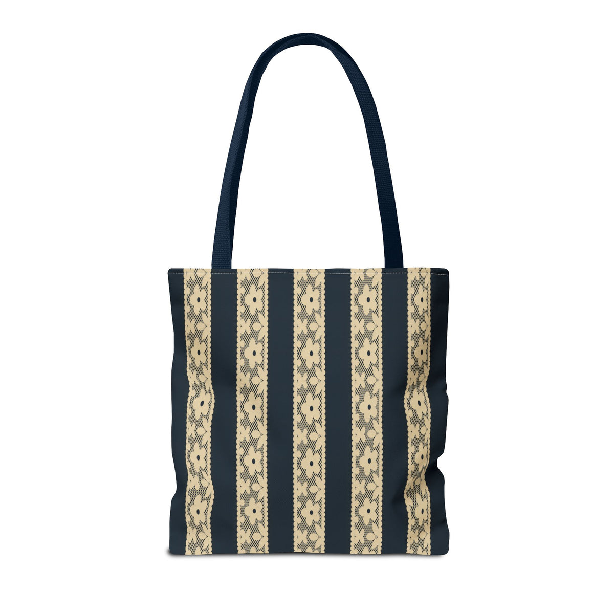 Lace Floral Yellow Black Stripe Tote Bag