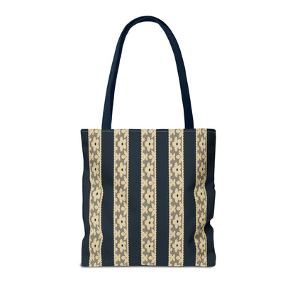 Lace Floral Yellow Black Stripe Tote Bag