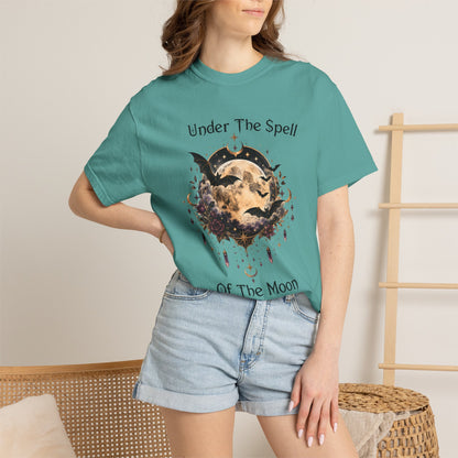 Moonlit Enchantment T-Shirt | Gothic Celestial Moon & Bats Graphic Tee