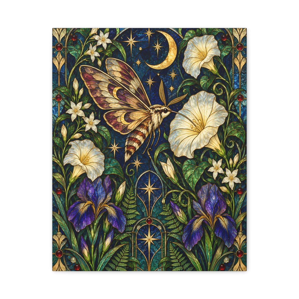 Moonlit Moth & Floral Botanical Print - 5 sizes