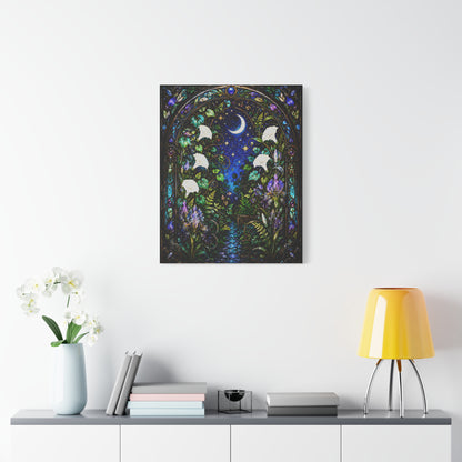 Moonlit Garden Passage | Stained Glass Botanical Wall Art