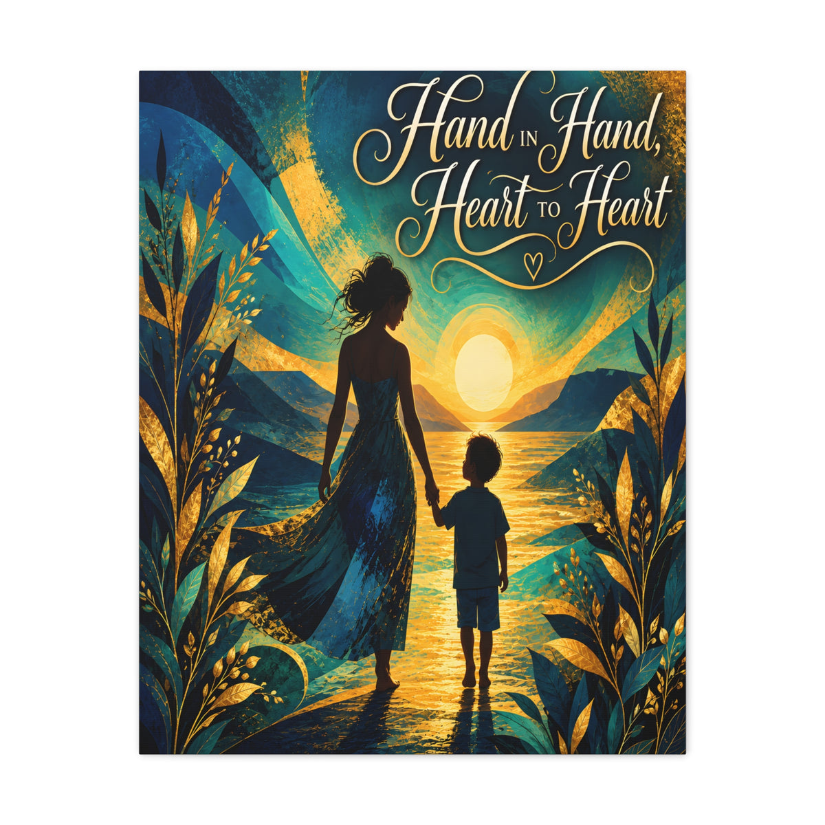 Hand in Hand, Heart to Heart Mother and Son Wall Art