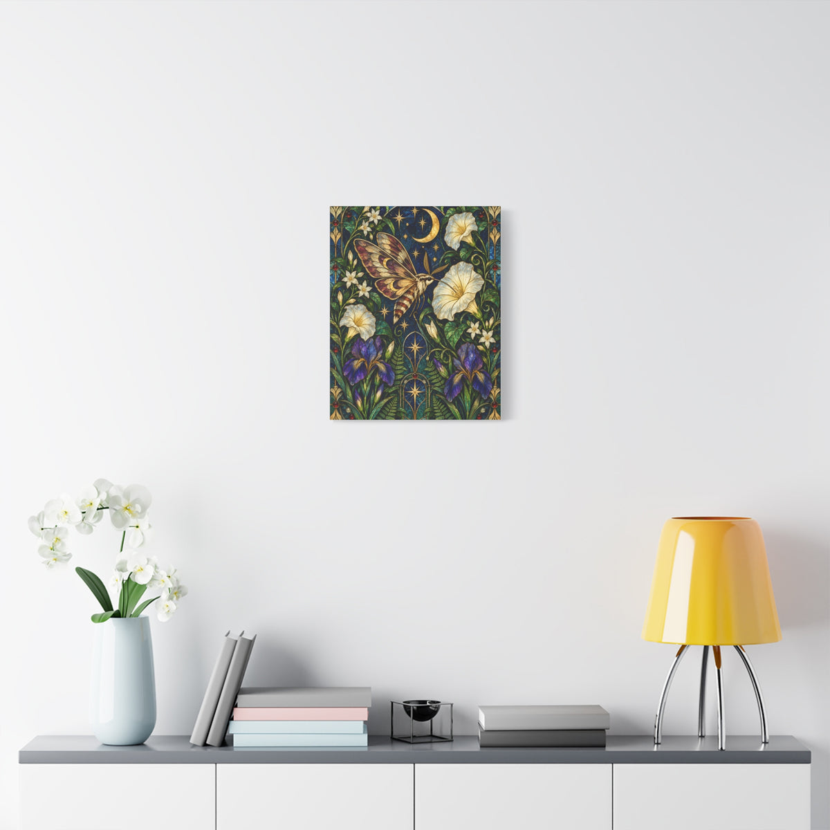 Moonlit Moth & Floral Botanical Print - 5 sizes