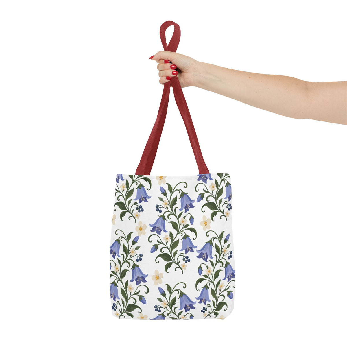 Bluebell Floral Tote Bag – All-Over Print Reusable Canvas Tote