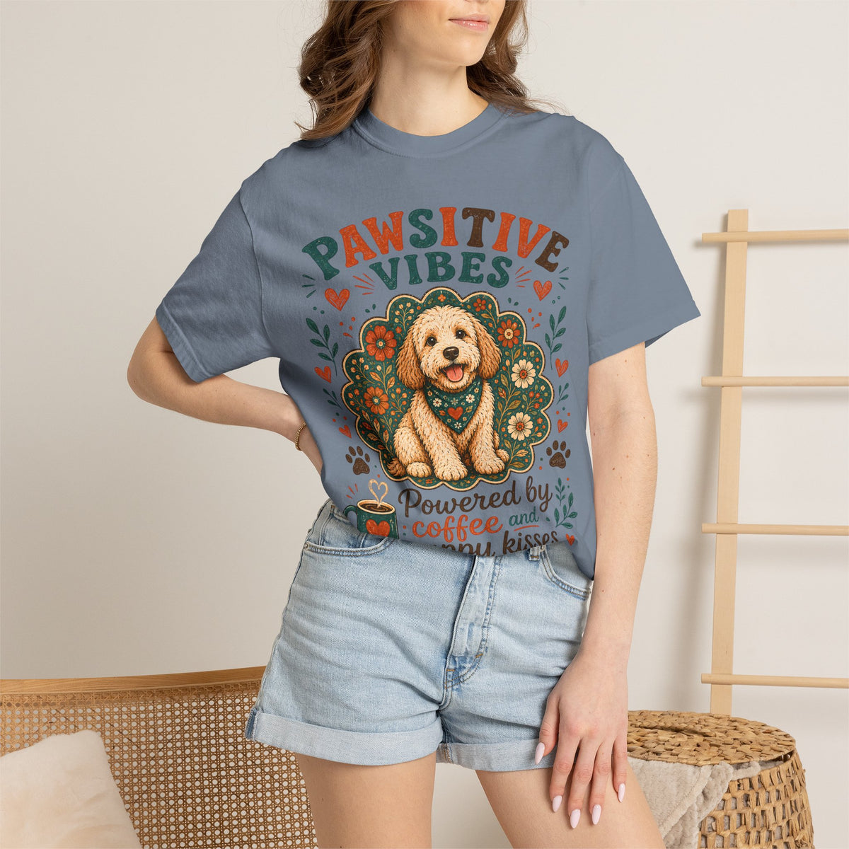 Pawsitive Vibes | Coffee & Puppy Kisses Dog Lover T-shirt