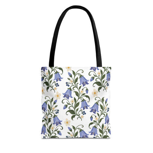 Bluebell Floral Tote Bag – All-Over Print Reusable Canvas Tote