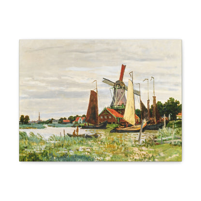 Claude Monet Dutch Windmill Wall Art | Zaandam Impressionist Landscape Print