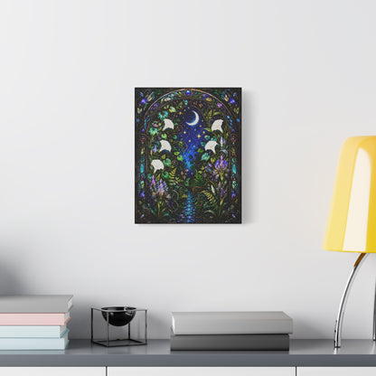 Moonlit Garden Passage | Stained Glass Botanical Wall Art