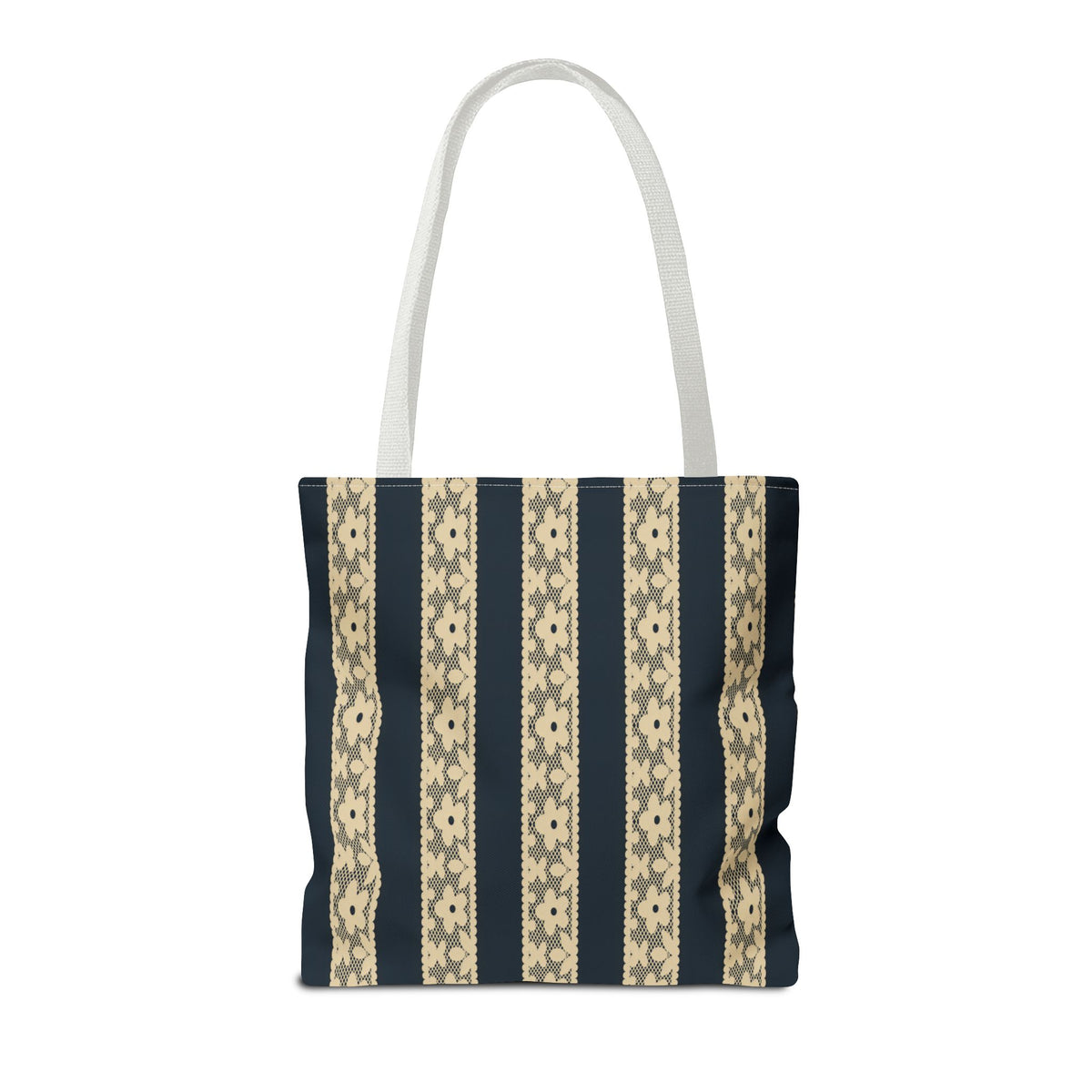 Lace Floral Yellow Black Stripe Tote Bag