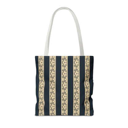 Lace Floral Yellow Black Stripe Tote Bag