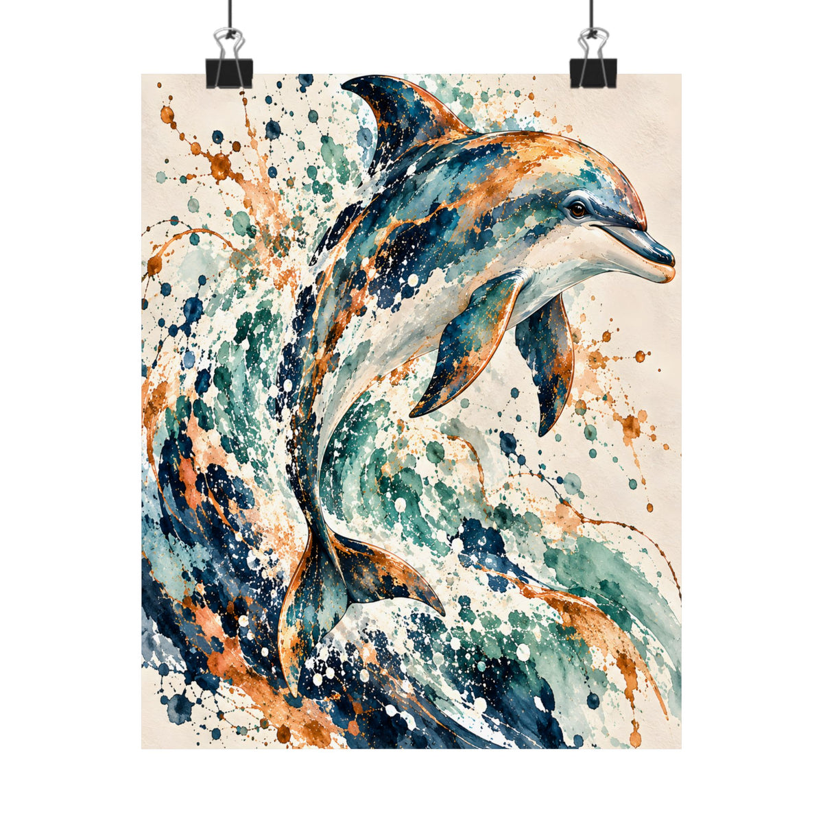 Abstract Dolphin Watercolor Wall Art