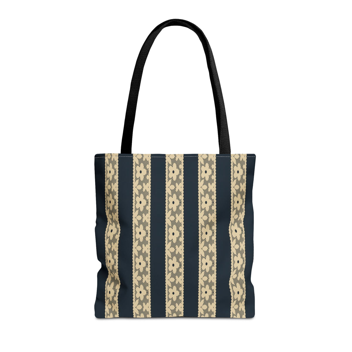 Lace Floral Yellow Black Stripe Tote Bag