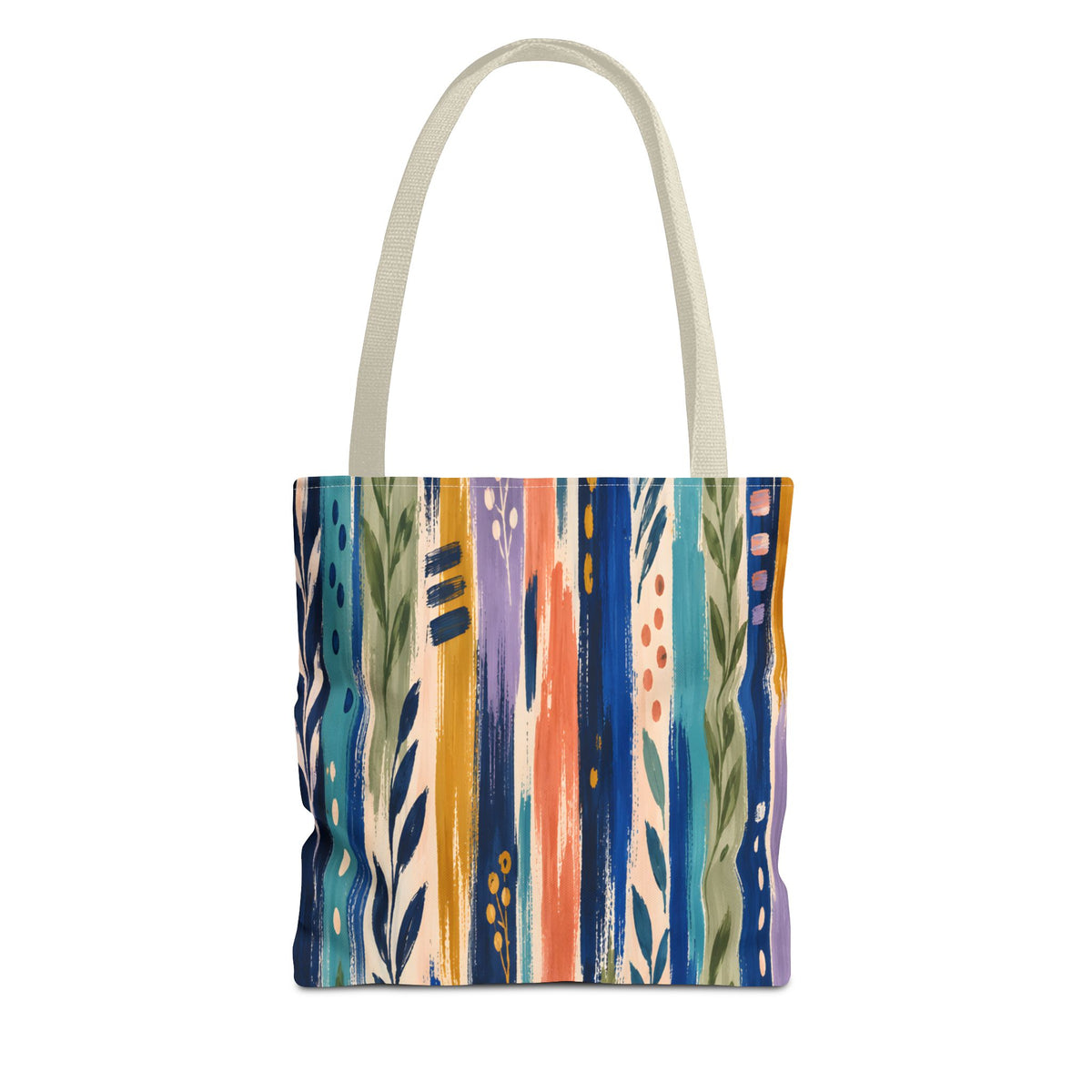 Colorful Abstract Botanical Stripe Tote Bag