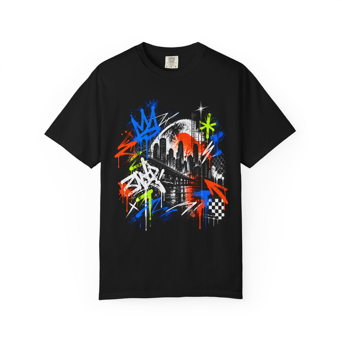 Urban Neon Graffiti Cityscape Streetwear T-Shirt