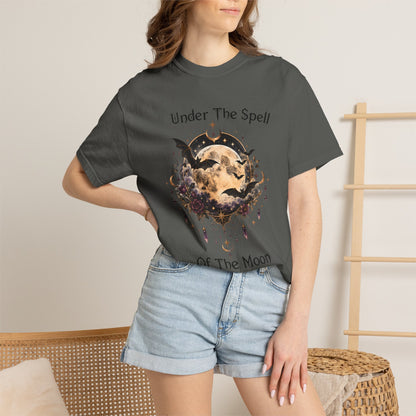 Moonlit Enchantment T-Shirt | Gothic Celestial Moon & Bats Graphic Tee