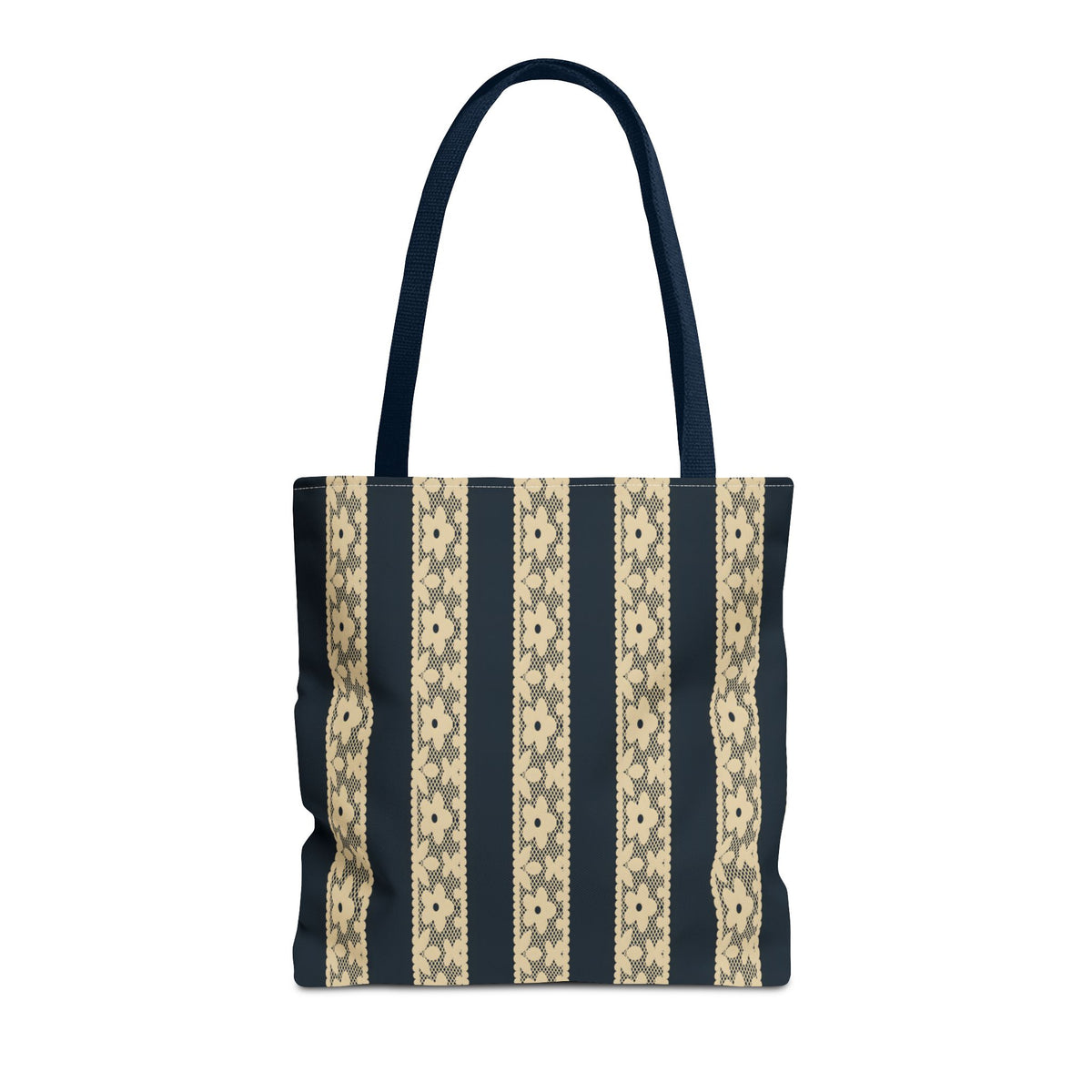 Lace Floral Yellow Black Stripe Tote Bag
