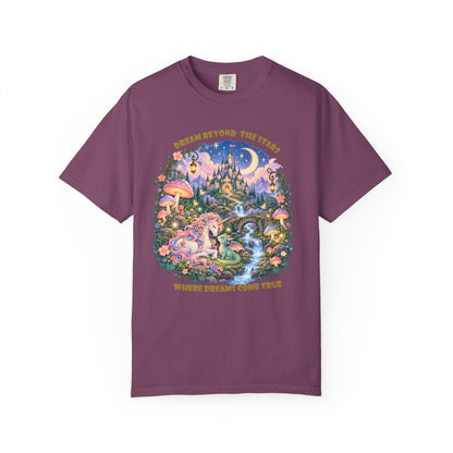 Enchanted Unicorn & Dragon Fairytale T-Shirt – Magical Castle Garden