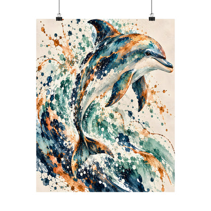 Abstract Dolphin Watercolor Wall Art