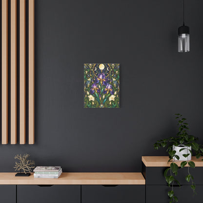Midnight Iris Floral Cathedral Canvas Wall Art — 5 sizes