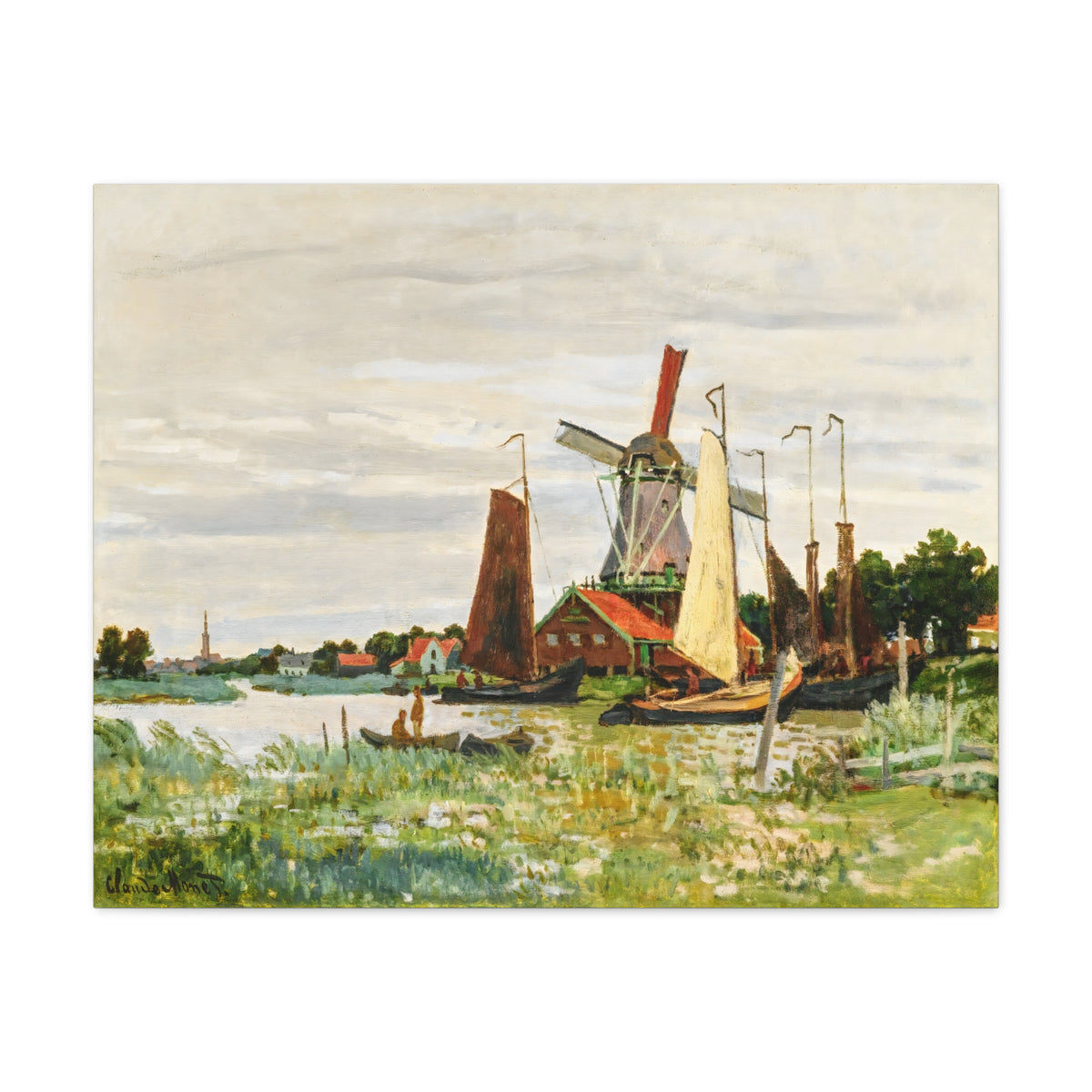 Claude Monet Dutch Windmill Wall Art | Zaandam Impressionist Landscape Print