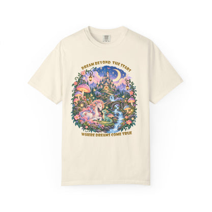 Enchanted Unicorn & Dragon Fairytale T-Shirt – Magical Castle Garden