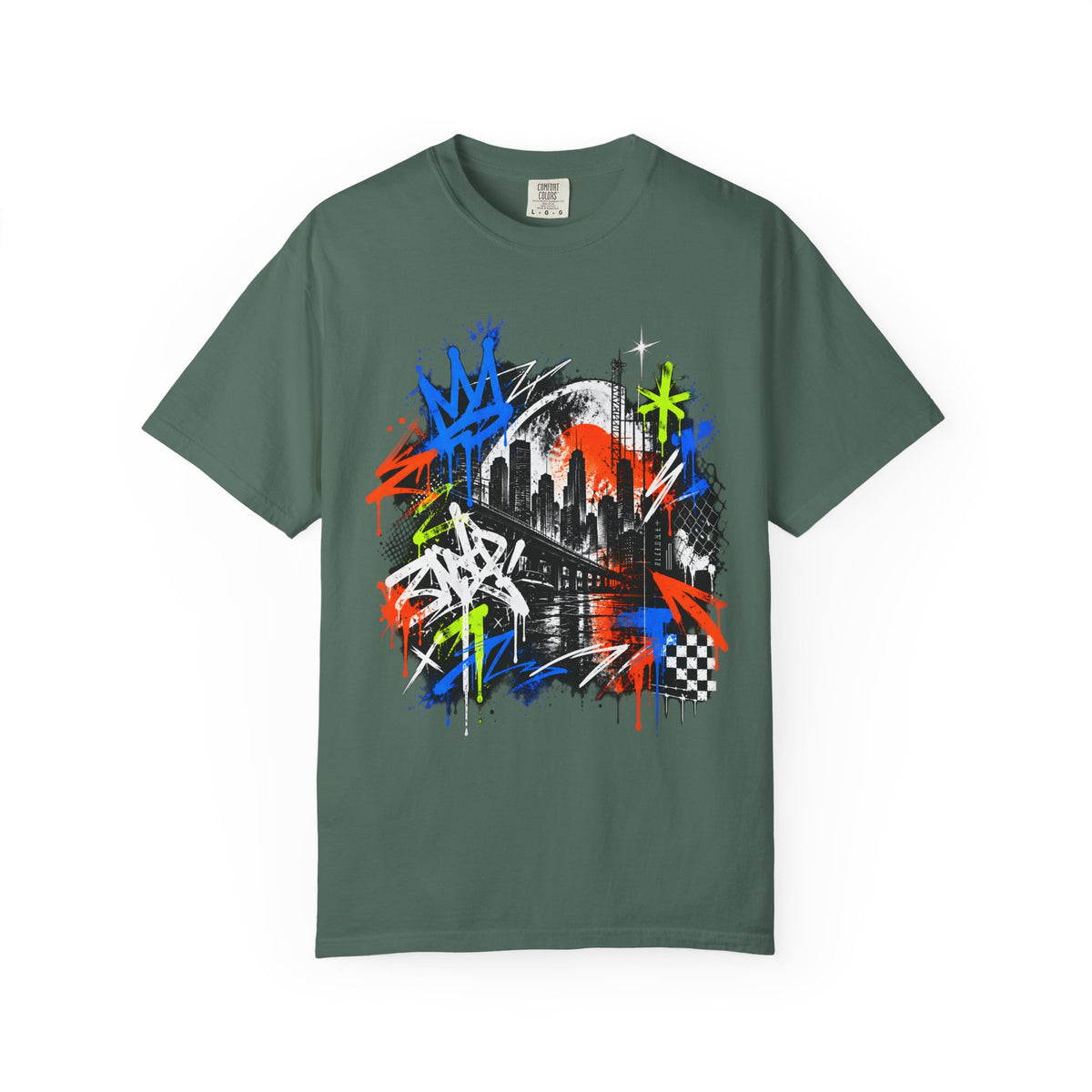 Urban Neon Graffiti Cityscape Streetwear T-Shirt