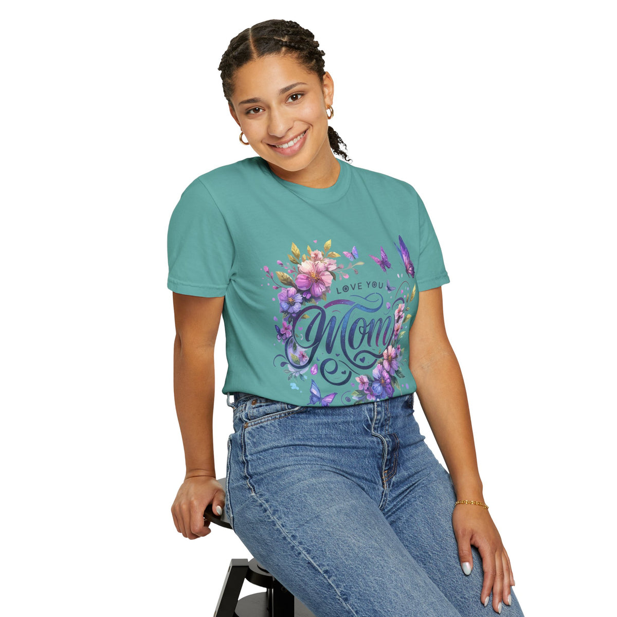 Love You Mom Floral Butterfly Gift Design