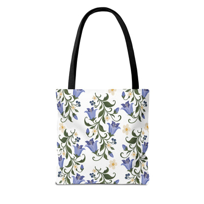 Bluebell Floral Tote Bag – All-Over Print Reusable Canvas Tote