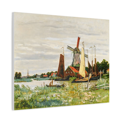 Claude Monet Dutch Windmill Wall Art | Zaandam Impressionist Landscape Print